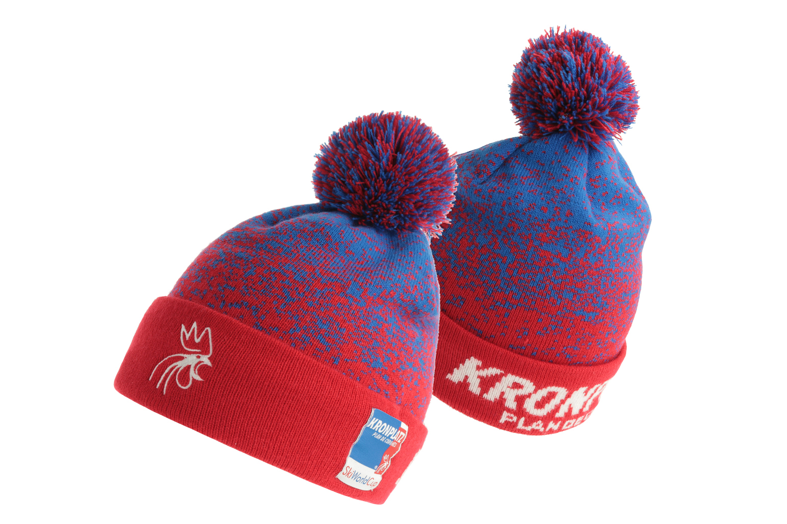 Jacquardmössa med pompom 12686 – Fram: platt brodyr och vikt vävd etikett