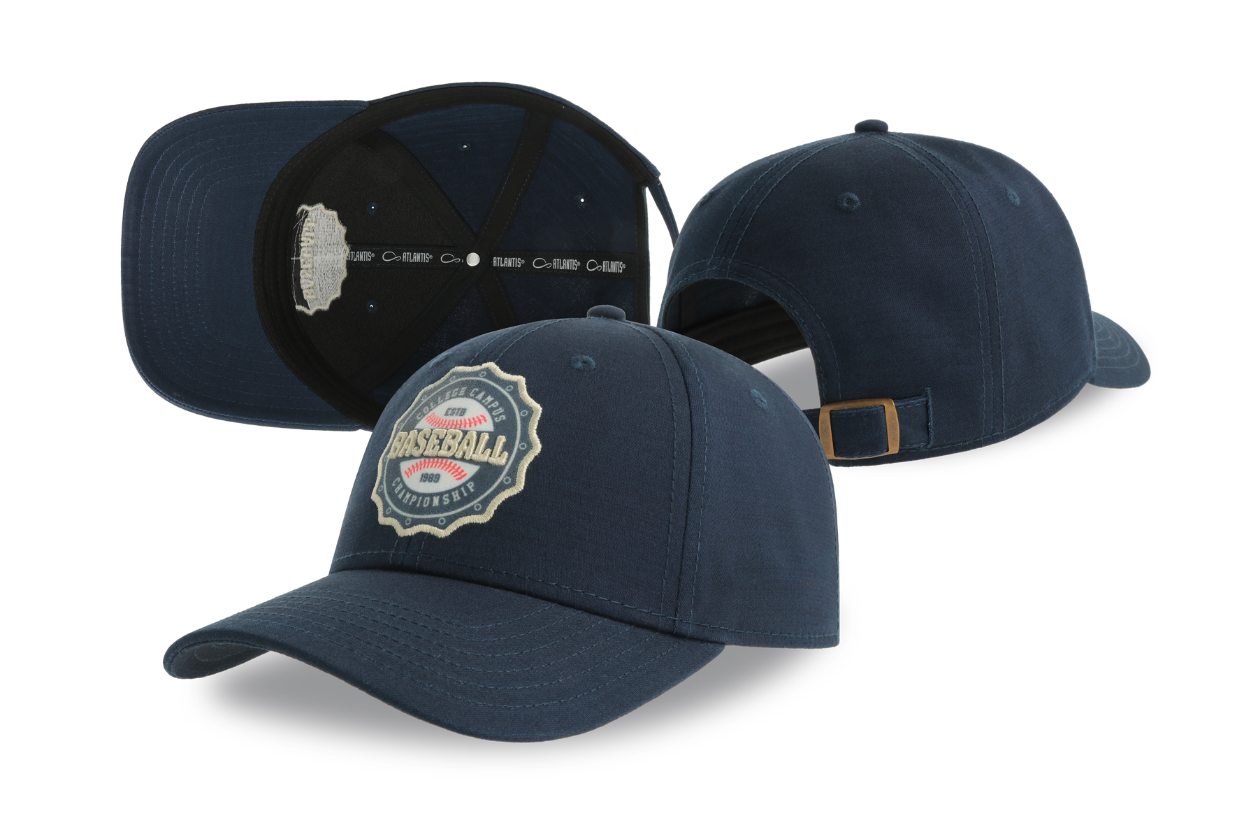 Baseballkeps 6 paneler, böjd skärm 2216 – Sublimeringstryckt patch i mockaimitation